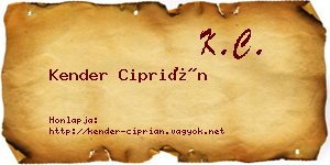 Kender Ciprián névjegykártya